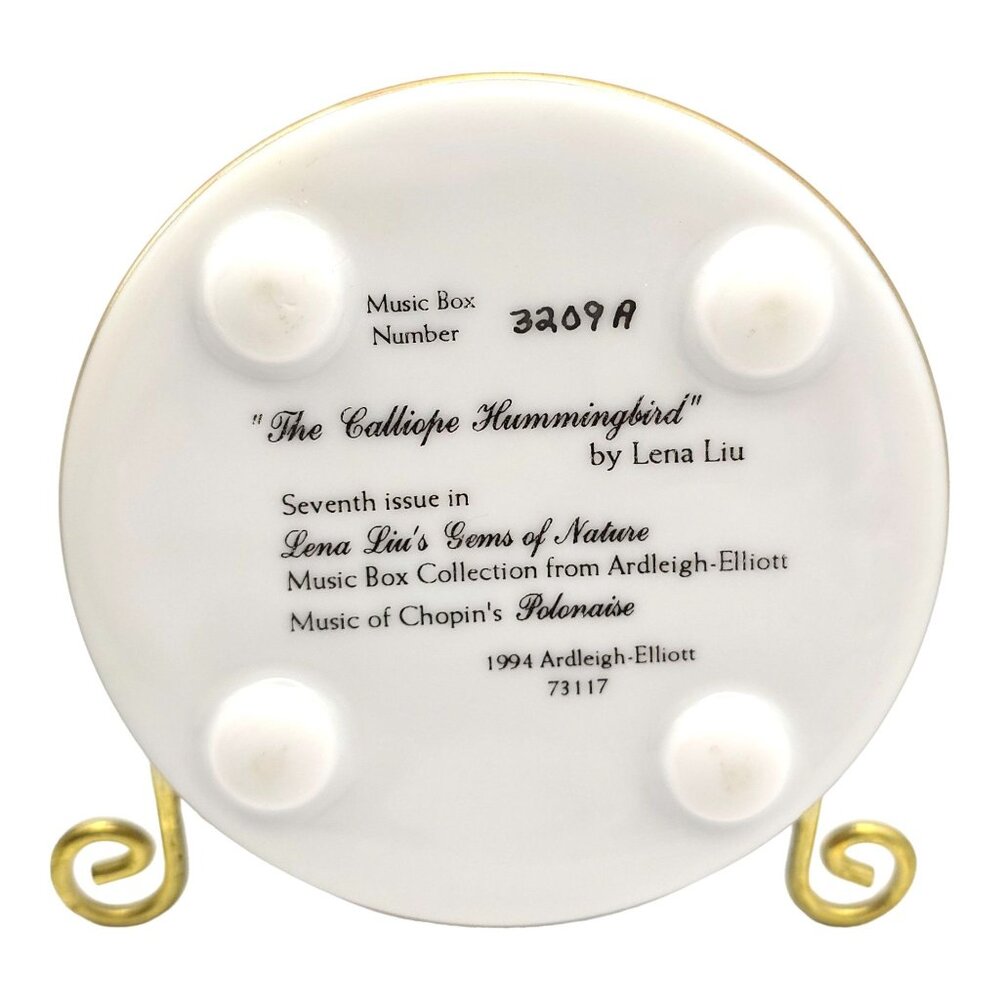 Calliope Hummingbird Music Box 1994 Lena Liu Arleigh-Elliott Chopin's Polonaise - Picture 3 of 13